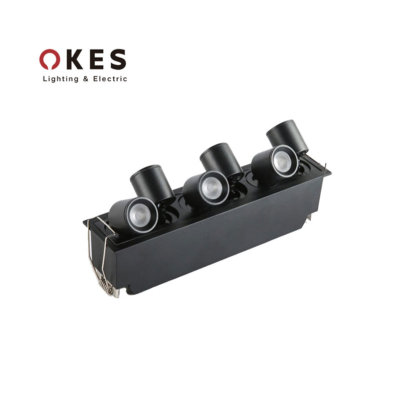 Aluminum 6 Heads 12W Moving Foldable Rotating Recessed Grille Linear LED Spotlight